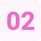 Pink number two on square white icon.