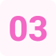Pink number three on white background