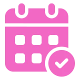 Calendar symbol with checkmark overlay