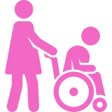 Person pushing wheelchair symbol in pink