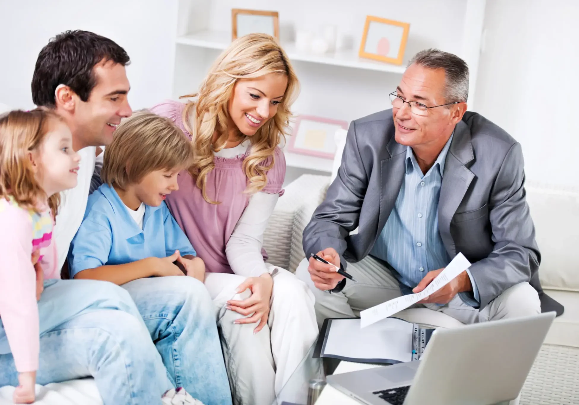 A family consulting with a professional advisor.